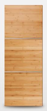 This line of flush-style doors is engineered with an agri-fiber core, laminated veneer lumber frame, a high density fiber skin, &frac34;-inch bamboo edges, and bamboo veneer. Doors are available up to 8 feet tall and with a variety of wood and metal inlays. www.greenleafdoors.com.