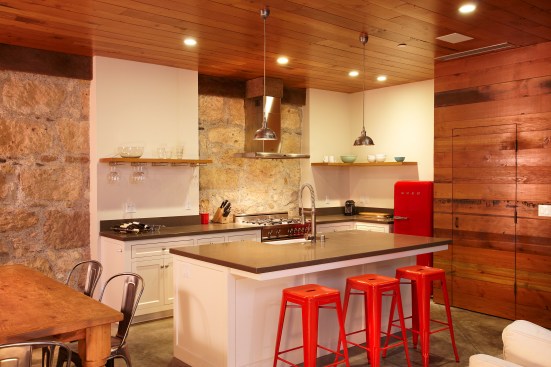 The restored barn serves as a smaller companion dwelling to a bigger house, with an entire first-floor that's just under 600 square feet. 