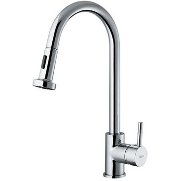 Vigo Industries Priced at $125 on&nbsp; 
overstock.com, the Beverly faucet has the look of a high-end product. It measures 17.5 inches high and features solid brass construction and a ceramic disc cartridge. The product is shown in a polished chrome finish. 
www.vigoindustries.com.  
&nbsp;