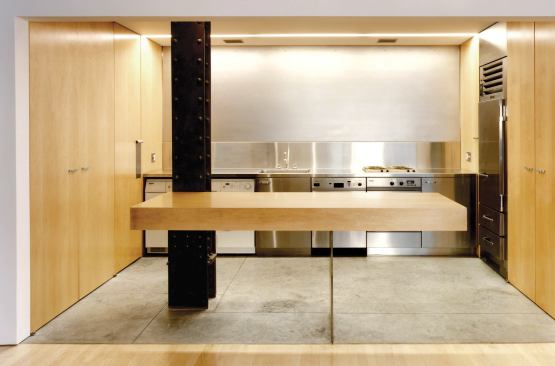 Custom Home, May-June 2004  K+B Studio  Custom Kitchen, New York  Belmont Freeman Architects, New York&nbsp;  At this 12-foot-by-8 foot kitchen in a Manhattan apartment, Belmont Freeman Architects placed storage drawers inside the island’s countertop, which floats atop a thin but strong steel support.