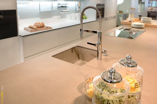 A term meaning “new stone,” Neolith combines raw materials with state-of-the-art technology to create a high-tech surfacing with unlimited applications. Selections are offered in 35 colors within six product lines, including designs inspired by natural stones, minerals, industrial materials, textiles, steel, wood, and marble. Composed of clay, feldspar, sand, and natural mineral oxides, the product is stain and heat resistant, easy to clean, and impervious to chemicals. www.neolith.com.