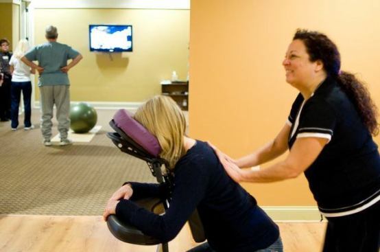 Chair massages are offered to home shoppers who need to relax after all the fun.