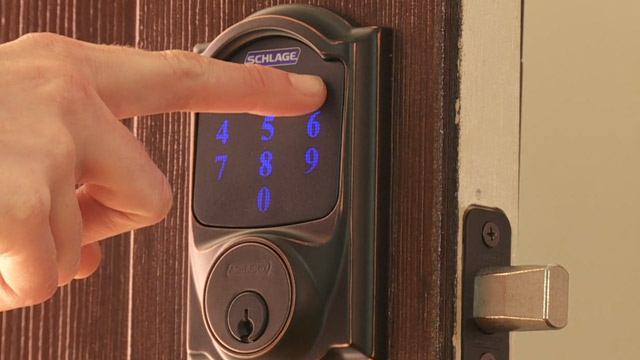 This deadbolt by 
Schlage utilizes a motorized deadbolt and can be operated from a cell phone or computer. Its fingerprint-resistant touch interface protects the user's access code.