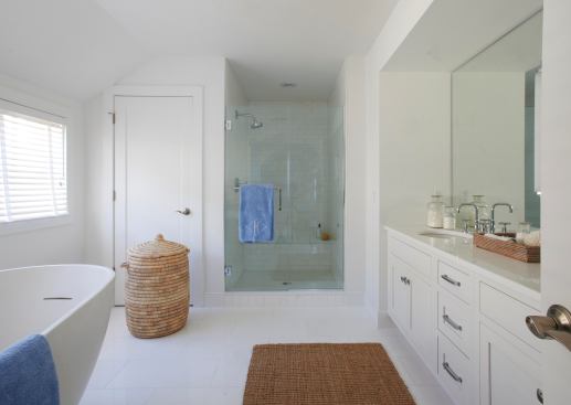 Sun Homes' bathrooms are well-appointed but smaller than in some luxury homes in order to make room for expansive closets and dressing rooms.