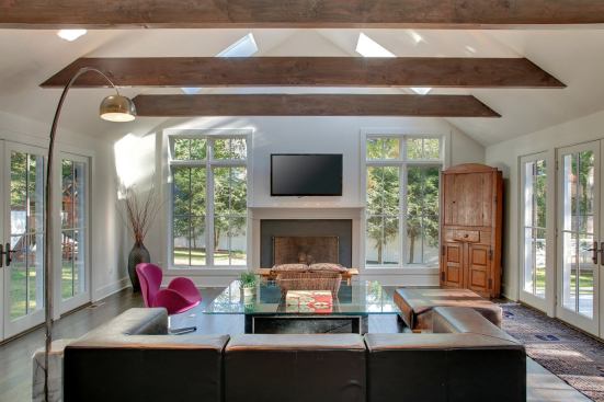 Throughout the home, skylights are used to flood interiors with natural light, seeming to blur the distinction between indoors and out.