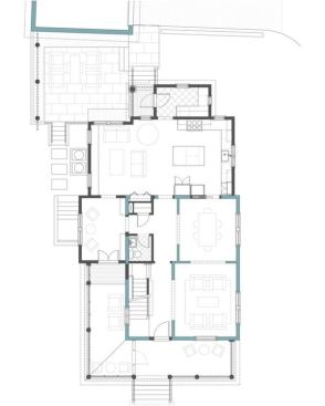 The zoning variance relief allowed for a new addition to be built. The addition houses the study kitchen, family room, and mudroom.