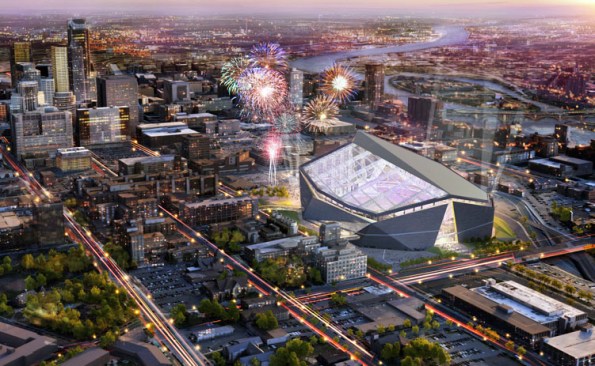 A rendering of the new Minnesota Vikings stadium, to be open July 2016.&nbsp;