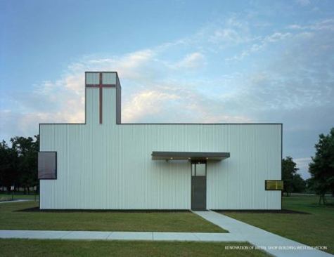 Saint Nicholas Antiochian  Award of Excellence 
Marlon Blackwell Architect An old metal workshop in Springdale, Ark., is the framework for an Eastern Orthodox church that with the addition of a small tower, box-ribbed metal panels, and an out-of-use satellite dish (sanctuary dome), came in at a total project cost of $100 per square foot. The space measures 3,052 square feet at ground level and includes a 720-square-foot mezzanine. All that was enough for it to 
win a design award from our sister publication ARCHITECT magazine in 2010, and helped the firm 
earn a spot on ra’s list for last year’s leadership awards. &nbsp;