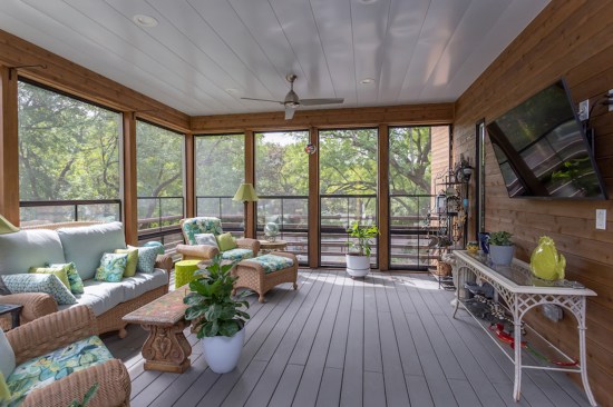 Screened porch off the main living level and patio.