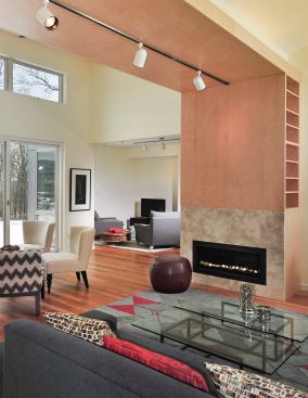 Custom touches, including built-ins and fireplaces can be included in the modular homes.