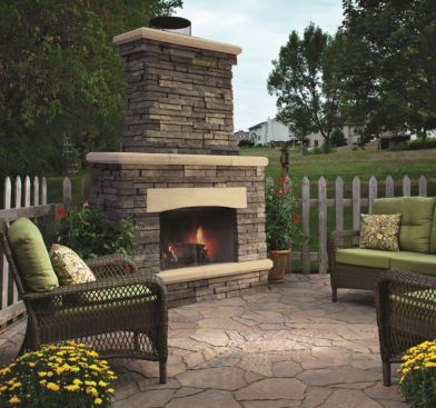 BelgardThe
Bordeaux Collection outdoor fireplace uses multi-length and layered Lamina
Stone for an authentic stacked stone aesthetic, with limestone accents for the
cap, hearth, arch, and mantle. The main unit measures 50 1/2 inches
wide, with optional side woodboxes for a larger display. Wood-burning capability
is standard and comes with a stainless steel double wall flue pipe and
concealed spark screen, but the fireplace also is available as a vent-free gas
unit. The modular fireplace is designed for easy installation and can be set up
in less than an hour, according to the company. www.belgard.com