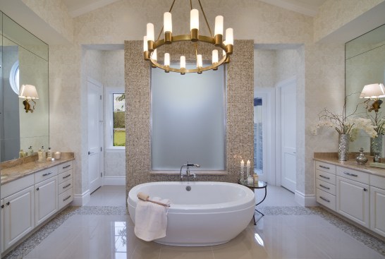 Marc-Michaels designers gave this master bath an upscale spa-like quality, another buyer selling point.