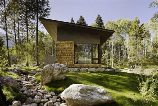 An existing creek just outside the home provides a constant, relaxing sound effect for the Carneys and their guests.