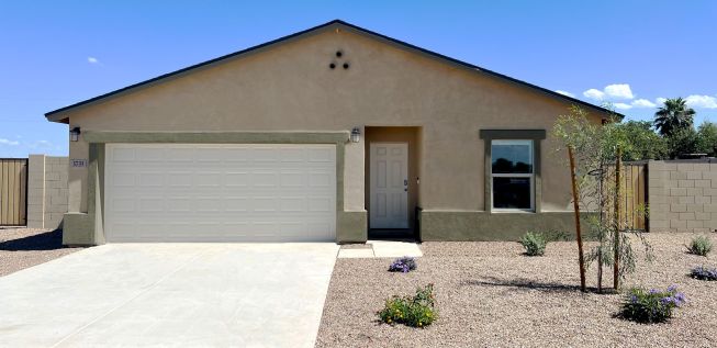 Exterior of the first completed Century Complete 3D-printed home.