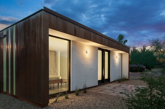 Drought-resistant landscaping and permeable hard-scaping are ideal for Arizona's mostly sunny with a chance of torrential rains climate. 