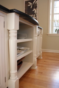This farmhouse had received several updates and renova-
tions over the years. However, the floor plan was conflict-
ing amongst the kitchen, laundry, mudroom, and powder 
room. A complete reorganization of the first floor was 
achieved through multiple structural changes that al-
lowed for a larger kitchen and created better flow be-
tween adjacent rooms. The kitchen includes custom 
painted cabinetry, a farmhouse style sink, and soapstone 
countertops. A commercial size Viking range, hood, and 
Sub Zero refrigerator bring a theme of stainless steel to 
the kitchen which is accentuated by brushed nickel hard-
ware and island faucet. Specialty lighting, glass door 
cabinets, and a grand, eight foot island are just a few of 
the features that make this kitchen stunning.