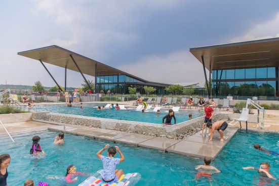 In Austin, Texas, at Easton Park’s The Union, residents have access to an amenity center with a resort-style pool.