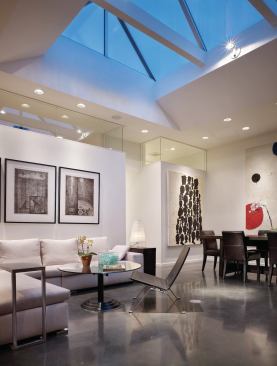 With its vaulted skylight, the middle of the house feels like an airy courtyard.