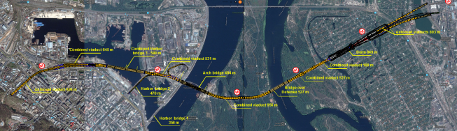 Urban scheme of Podilskyi bridges transfer in Kyiv city