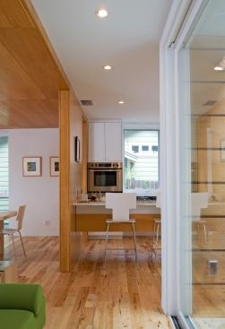 View into the kitchen from the living area.