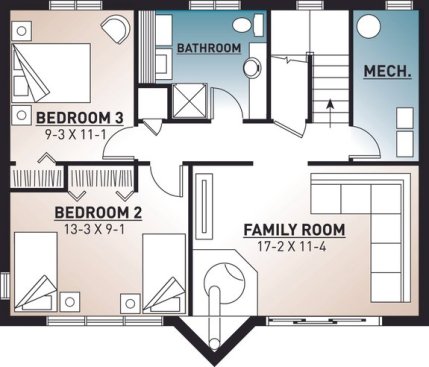 Cabin Plan with Walkout Basement 23-2023 - Lower Floor Plan