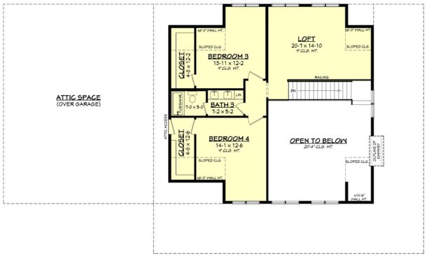 Family-Friendly Farmhouse Plan, Upper Level. See Details at Houseplans.com.