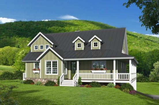 Country Style with Wraparound Porch 932-34 - Front Exterior