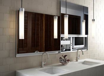 RobernThe Uplift adds a new wrinkle to bath cabinetry. Instead of opening in the conventional way, the product has a door that opens vertically, giving homeowners a seamless mirror and ample cabinet space. Uplift's door measures up to 4 feet wide with an integrated aluminum handle and a feature that allows it to hold a partially open position. The cabinet offers up to six outlets and optional features such as integrated interior lights and a mirror defogger. Measuring 27 inches high and 30, 36, or 48 inches wide, the cabinet is 6 inches deep. www.robern.com