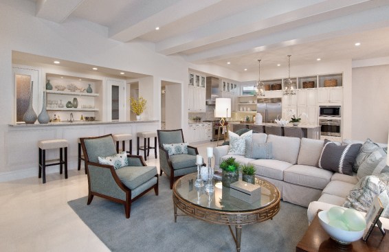 Marc-Michaels' designers aim to give model homes a feeling of "comfortable elegance" so that buyers can imagine living there, says senior model home designer Christina Villalonga.