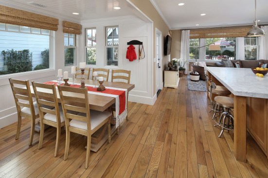 A casual eating nook supplements the dining room.