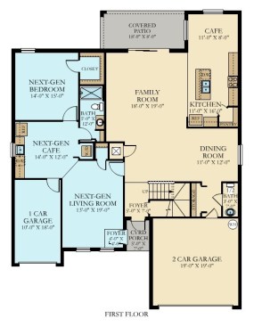 The first level of the Liberation floor plan, which includes the Next-Gen suite.