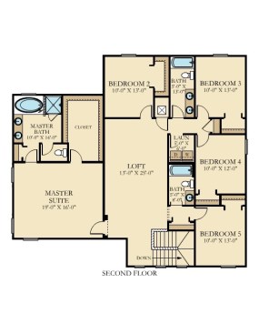 The second level of the Liberation floor plan.