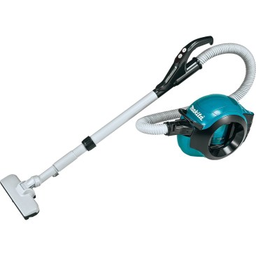 Portable jobsite vaccum with shoulder strap, by Makita.