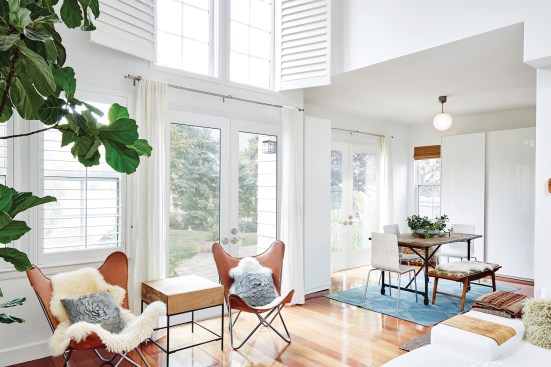 VistaGrande Smooth Firberglass Exterior Door with Clear Glass - Contrast a dark exterior with a bright and airy interior space: incorporate hardwood floors, expansive windows, patio doors with glass and minimalist furnishings.