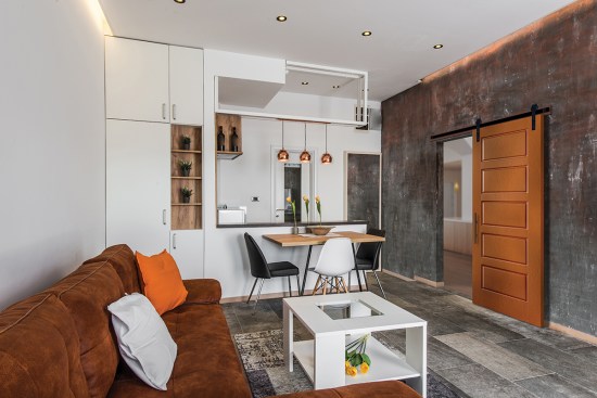 For a low-maintenance space that treasures imperfection, unfinished textures, and exposed industrial features, let the Urban look guide you by adding a functional and eye-catching barn-door to your space.