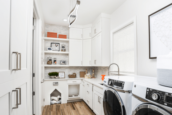 BUILDER's NextAdventure concept home, built with Taylor Morrison, included pet features such as a built-in dog bed and food bowl station in the laundry.