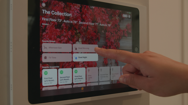 With the smart home system at Playa Vista, residents can create and save favorite "scenes" with custom lighting that will change on demand.