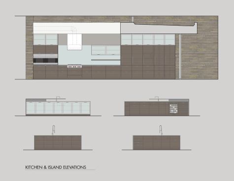 Kitchen island and elevations.