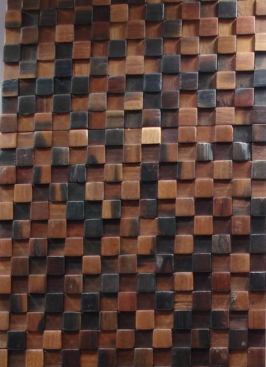 Officina delle Pietre by Pedrastone offered the Leggenda I Gave Mari, a line of wooden mosaics made from the timber of foundered ships. Each piece in the handmade line is unique. 
www.pedrastone.com.