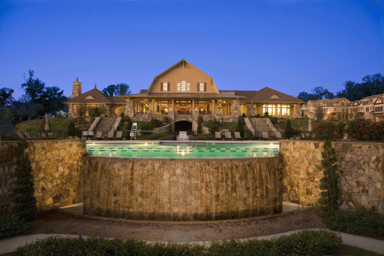 Sterling on the Lake near Atlanta features a picturesque community center and waterfall-edge pool.&nbsp;