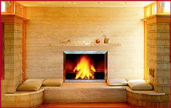 Custom Touches  November/December 2003  Fireside Seating  Builder: Martha's Vineyard Construction, West Tisbury, Mass.; Architect: Mark Hutker Associates Architects, Vineyard Haven, Mass.; Stonemason: Kenneth Lane Stone and Fine Masonry, Aquinnah, Mass.; Photographer: Brian Vanden Brink