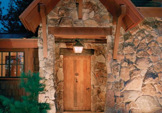 Lahontan's stone and heavy timbers are characteristic of the Old Tahoe style.