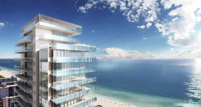 Architect Rene Gonzalez specified a fritted glass facade, which creates a dematerialized look.