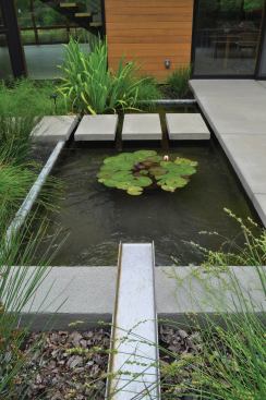 This water feature is lined with an 8-inch-thick shell that accommodates thermal expansion and earth movement. Landscape Architect: Huettl Landscape Architecture, Walnut Creek, Calif.; Architect: Swatt|Miers, Emeryville, Calif., Builder: K. Daniel Kenny & Company, San Ramon, Calif.