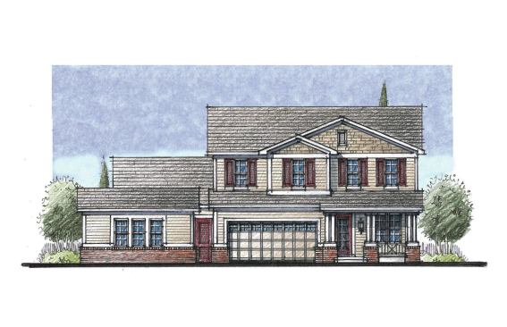 The starter family home’s entry-level elevation has a gracious covered entryway and mixes traditional siding with brick detailing. The apartment’s side-load garage renders the rental indistinguishable in a single-family subdivision. 