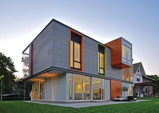 The home operates off the grid most of the year thanks to unseen photovoltaic laminates adhered to the roofing membrane.