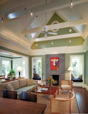 Shed dormers above the family room (off the kitchen) provide natural light from above. 