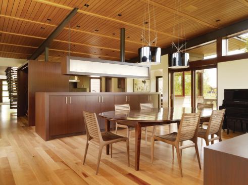 Wood detailing keeps the interiors feeling warm and welcoming.