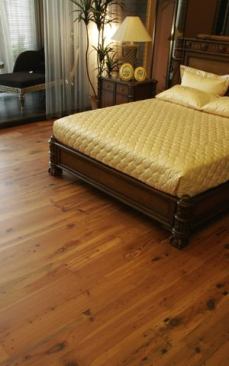 Olde Charleston Collection is the manufacturer’s new line of antique flooring that turns the clock back to 1670. The line of wide-plank flooring is made with a 3-milimeter-thick solid wood top layer and a solid birch bottom layer. It comes in three widths, including&nbsp;7 1/2&nbsp;inches, and 12 species such as True Reclaimed Heart Pine (shown), Wormy Chestnut, and Black Walnut. 
www.uafloors.com.