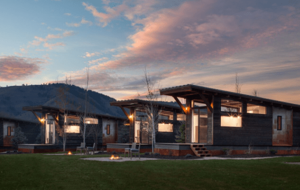 Wyoming firm Wheelhaus is offering a new line of 1,500-square-foot homes based on its popular Wedge tiny cabin, shown here.